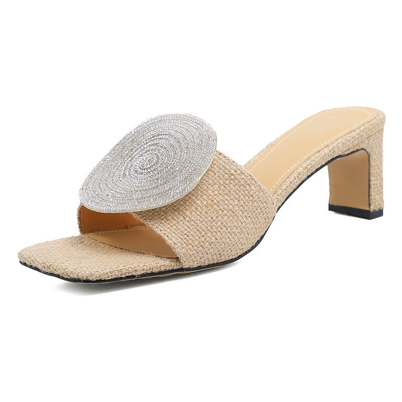Scarlett | Women’s Crystal Block Heel Orthopedic Slide Sandals