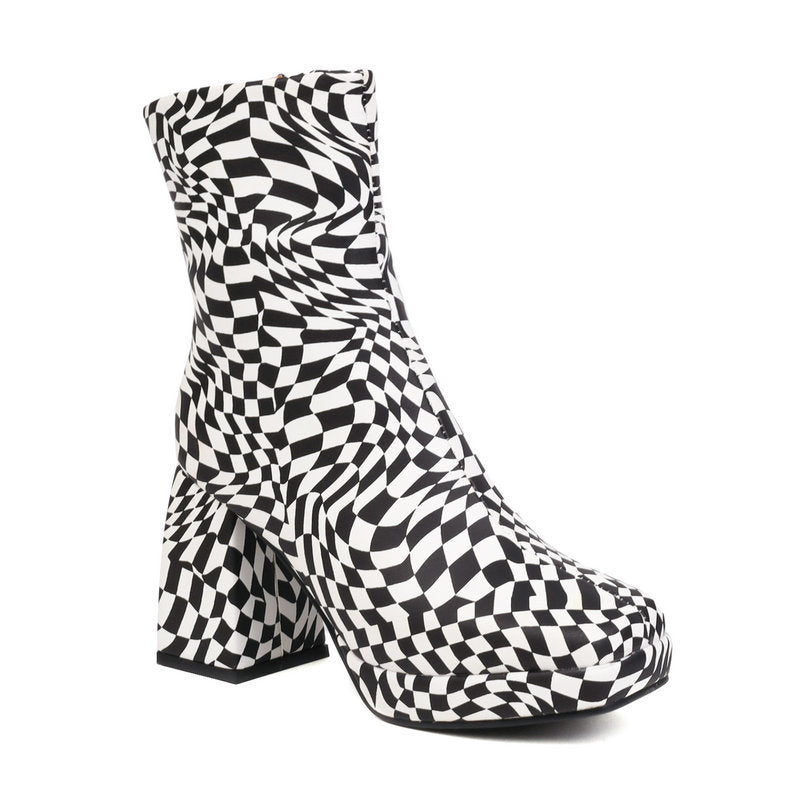 Lisa | Printed  Square Toe Heel Boots