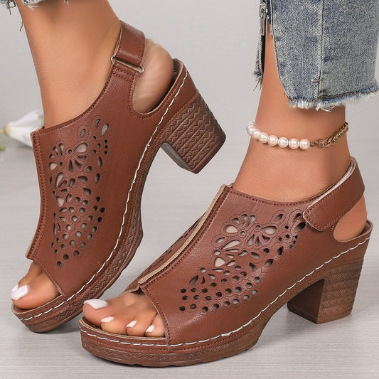 Sonya | Women's Wedge Thick Bottom Velcro Sandals