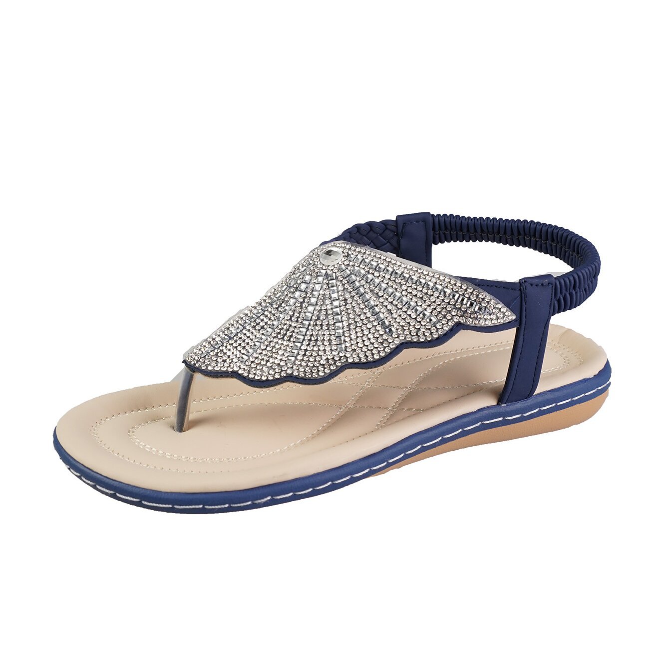 Orthopedic Balance Rhinestone Shell Sandals - Summer Elegance