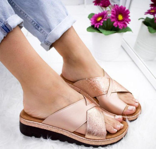 Oriana | Women’s Orthopedic Cross Strap Slip-On Sandals