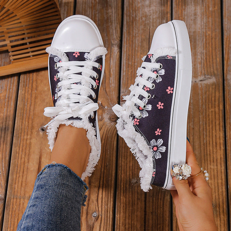 Orthopedic Balance Canvas Shoes - Floral Low-Top Comfort
