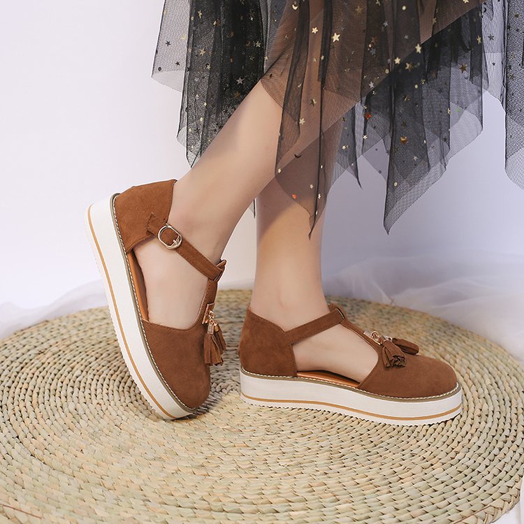 Orthopedic Balance Round High Heel Sandals With Fringe - Unique Elegance