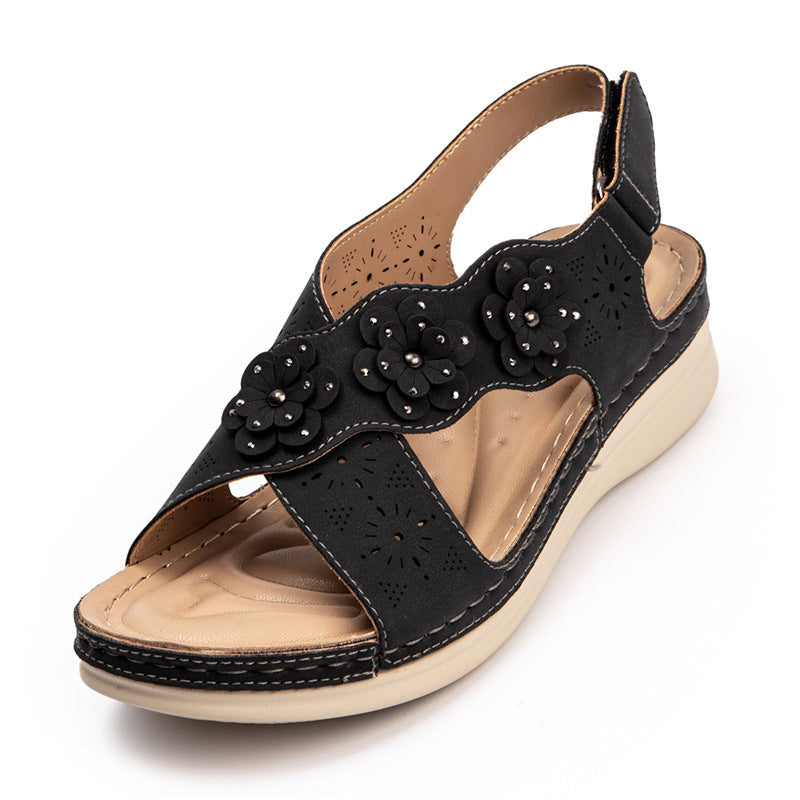 Quintessa | Floral Cutout Comfort Wedge Sandals