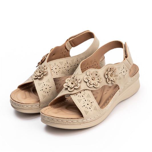 Quintessa | Floral Cutout Comfort Wedge Sandals