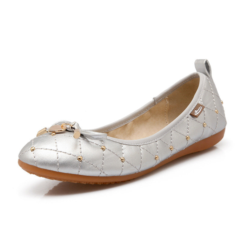 Quincey | Studded Ballet Flats with Bow Accent