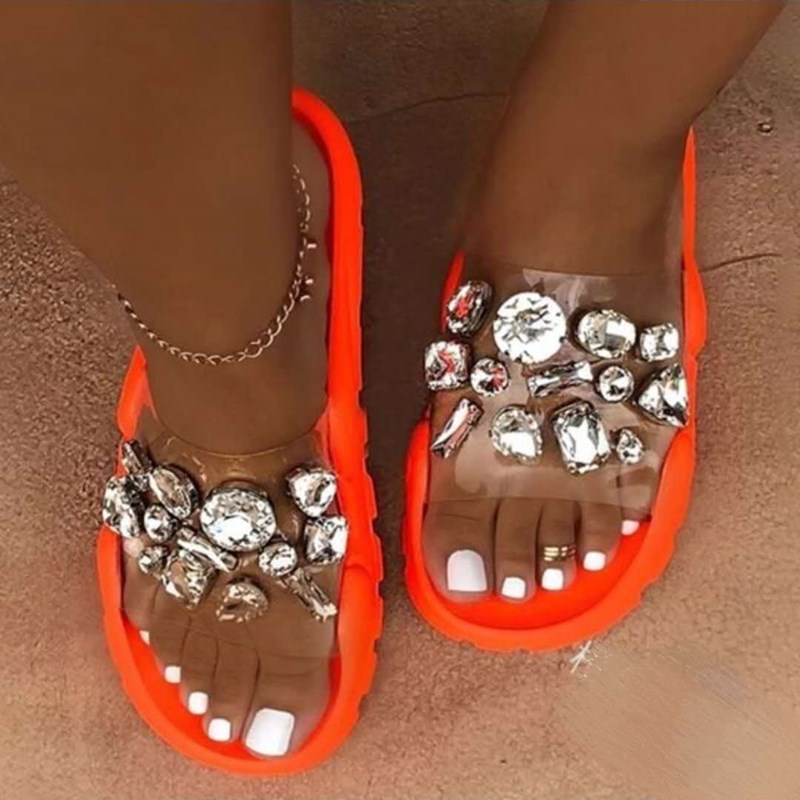 Orthopedic Balance Rhinestone Crystal Slide Sandals