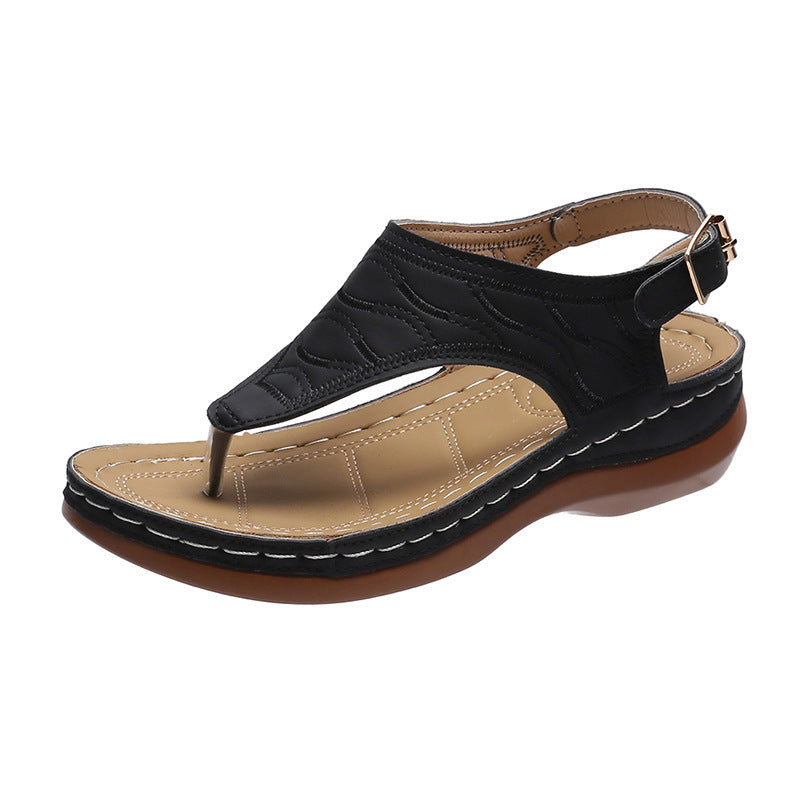 Samantha | Casual Sandals Women's Wedge Solid Color Flip Flop Sandals