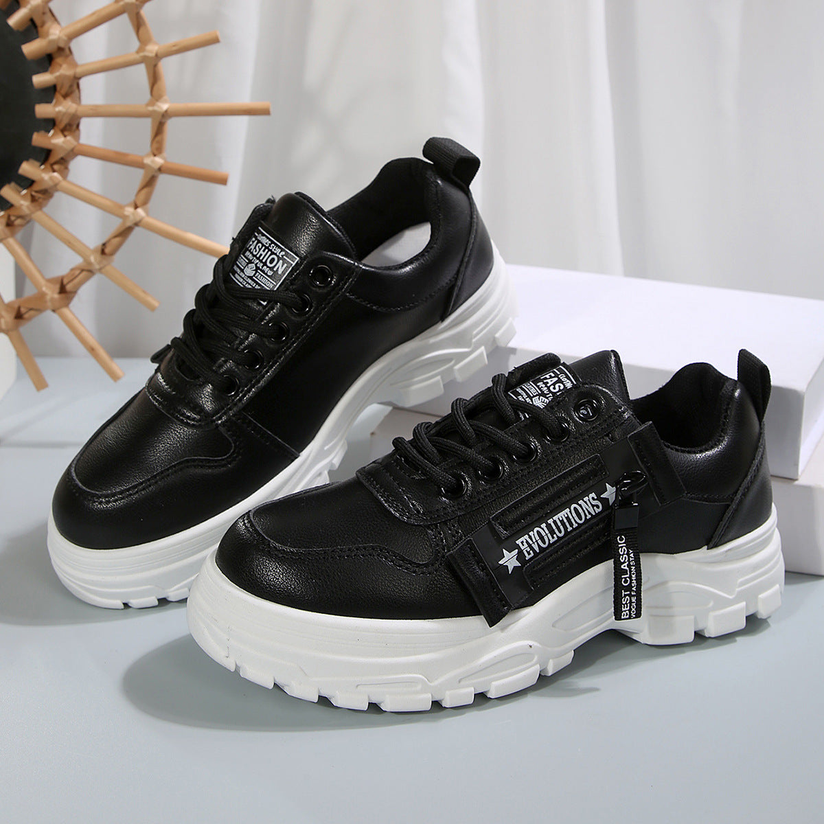 Sara | Lace-up Sneakers With Side-Zipper Design