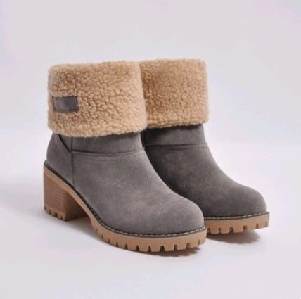 Bea | Mid-Tube Thick Heel Suede Snow Boots - Orthopedic Warm Comfort Style