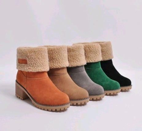 Bea | Mid-Tube Thick Heel Suede Snow Boots - Orthopedic Warm Comfort Style