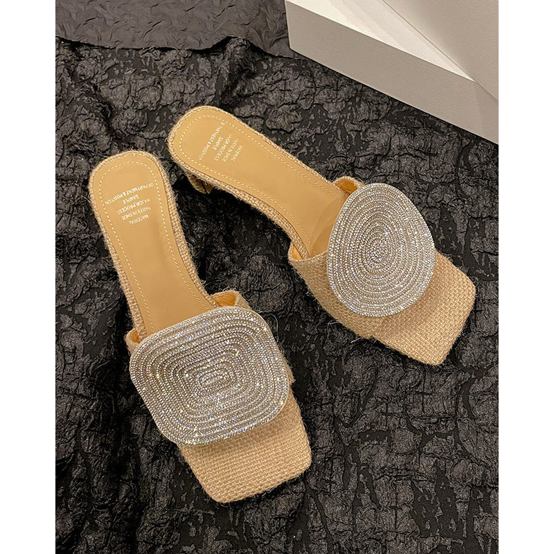 Scarlett | Women’s Crystal Block Heel Orthopedic Slide Sandals