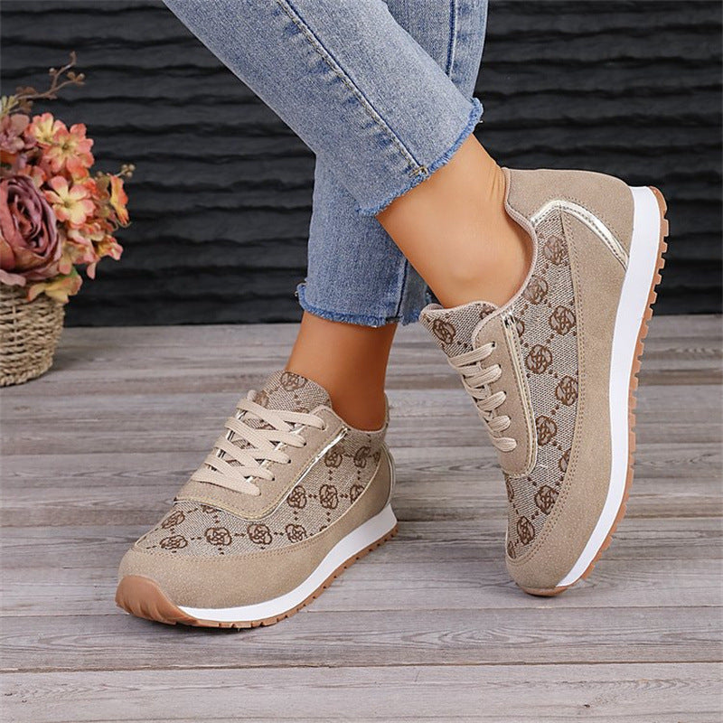 Selena | Flower Print Lace-up Sneakers
