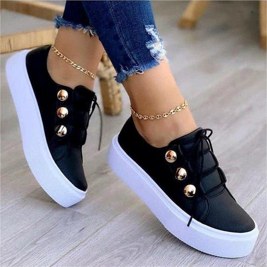 Abby | Lace-up Flats Sneakers Women Rivet Casual Shoes
