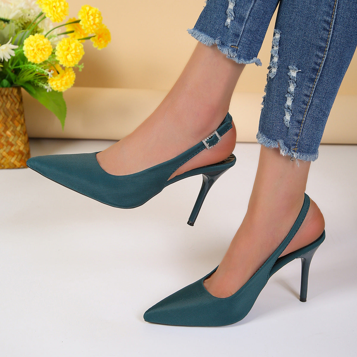 Andrea | Sleek Slingback Stiletto Heels with Pointed Toe