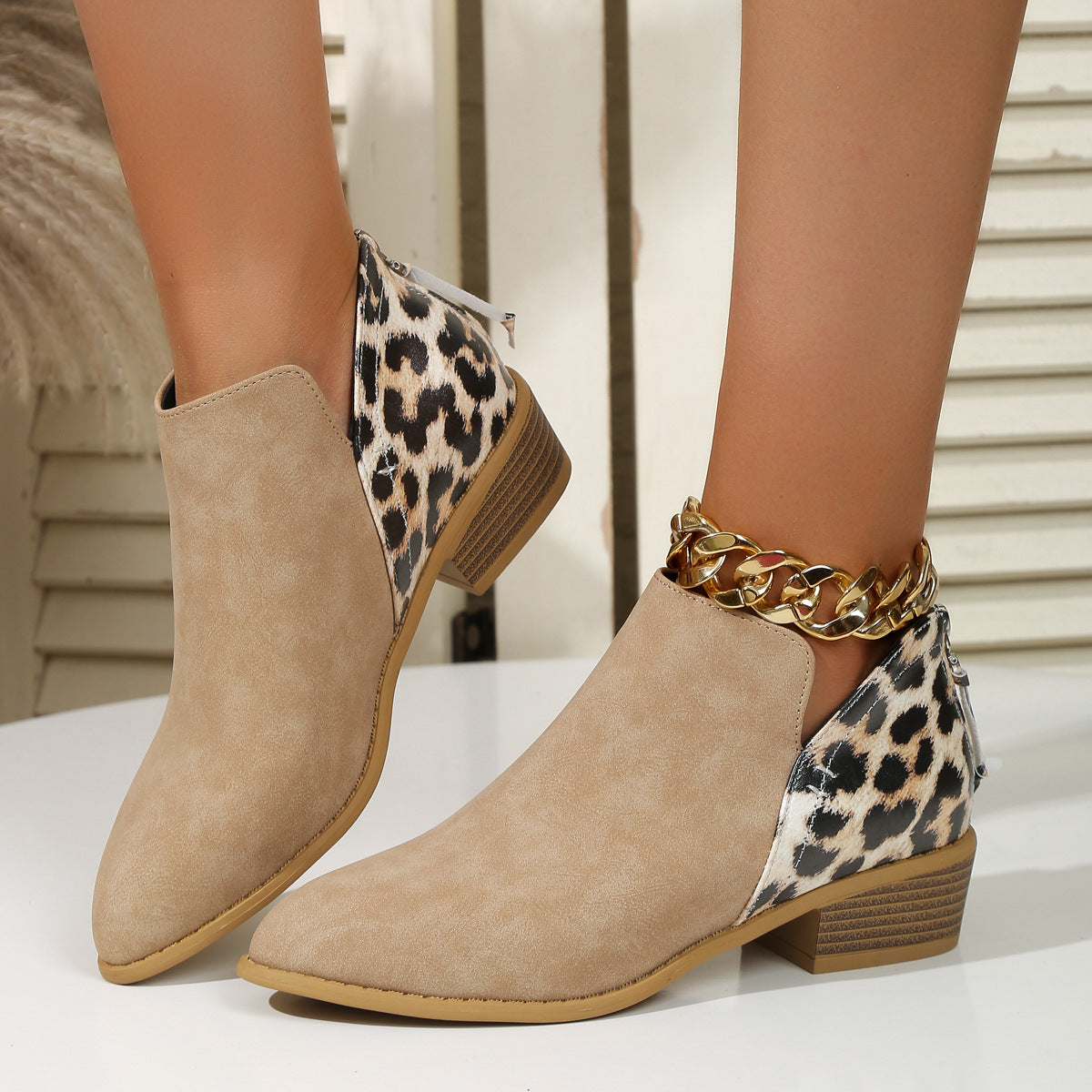 Orthopedic Balance Leopard Boots - Chunky Heel Comfort