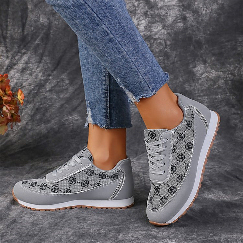 Selena | Flower Print Lace-up Sneakers