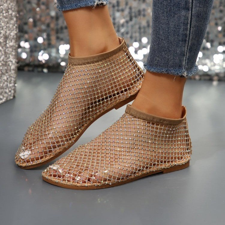 Orthopedic Balance Hollow Flat Sandals With Rhinestones - Summer Fashion