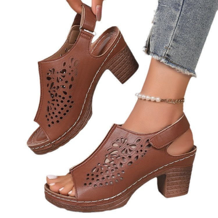 Sonya | Women's Wedge Thick Bottom Velcro Sandals