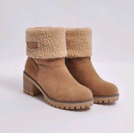 Bea | Mid-Tube Thick Heel Suede Snow Boots - Orthopedic Warm Comfort Style