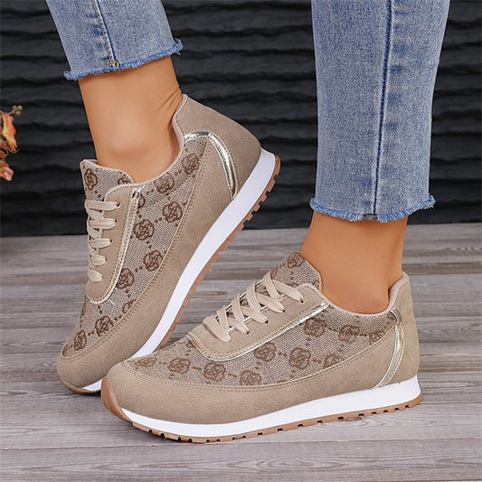 Selena | Flower Print Lace-up Sneakers