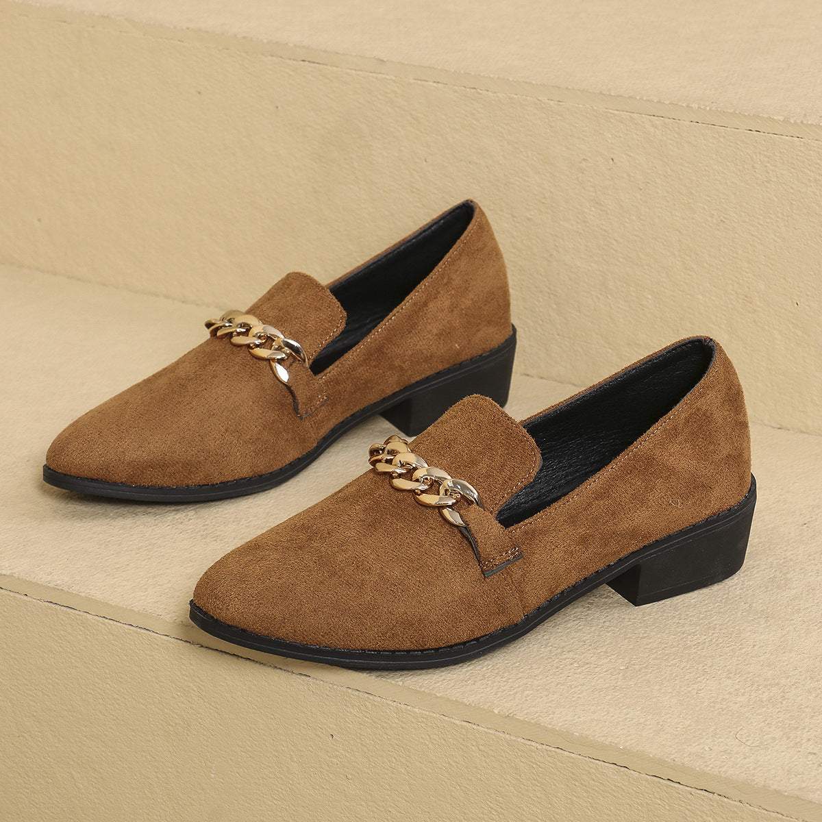Sandra | Suede Chain Loafers
