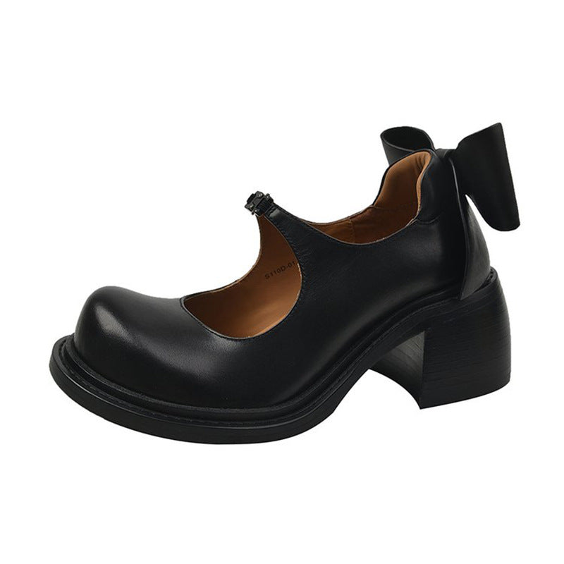 Orthopedic Balance Height Boost Chunky Heel Leather Shoes