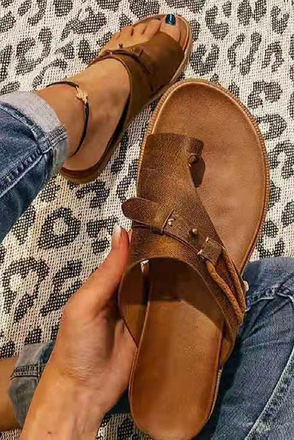 Aria | Orthopedic Leather Slip-On Sandals with Adjustable Strap