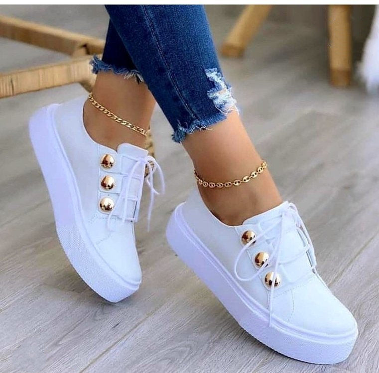 Abby | Lace-up Flats Sneakers Women Rivet Casual Shoes