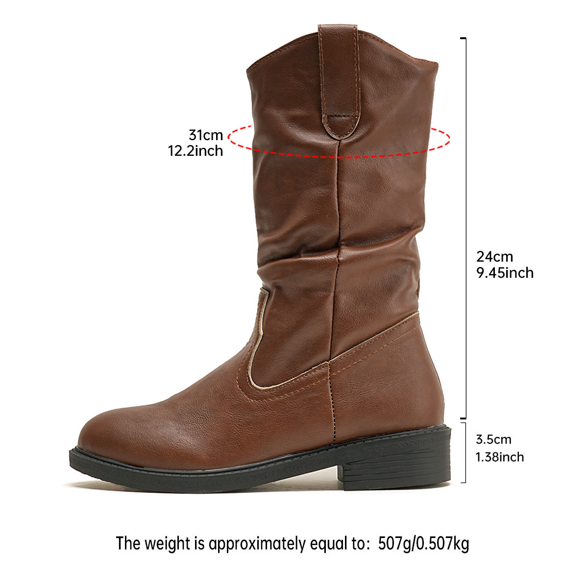 Orthopedic Balance Pleated Leather Boots - Midcalf Comfort