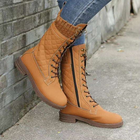 Anna | Quilted Lace-Up Winter Boots