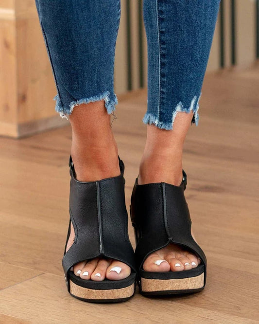 Blake | Open-Toe Wedge Sandals – Zipper Design Comfort