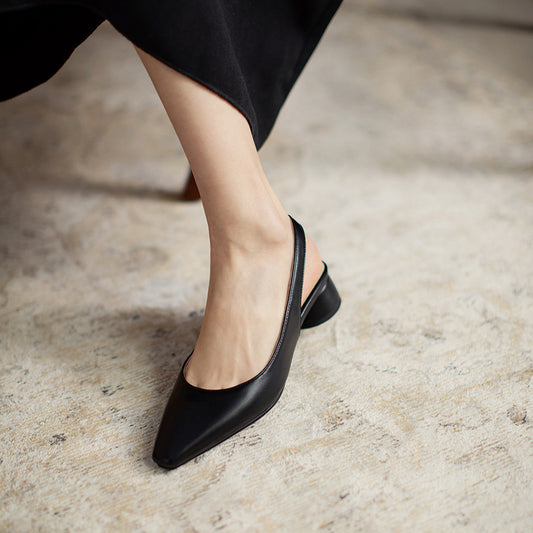 Michelle | Women's Chunky Heel Pointed Toe Shallow Sandals