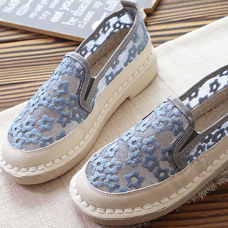 Orthopedic Balance | Embroidered Slip-On Platform Espadrille Shoes
