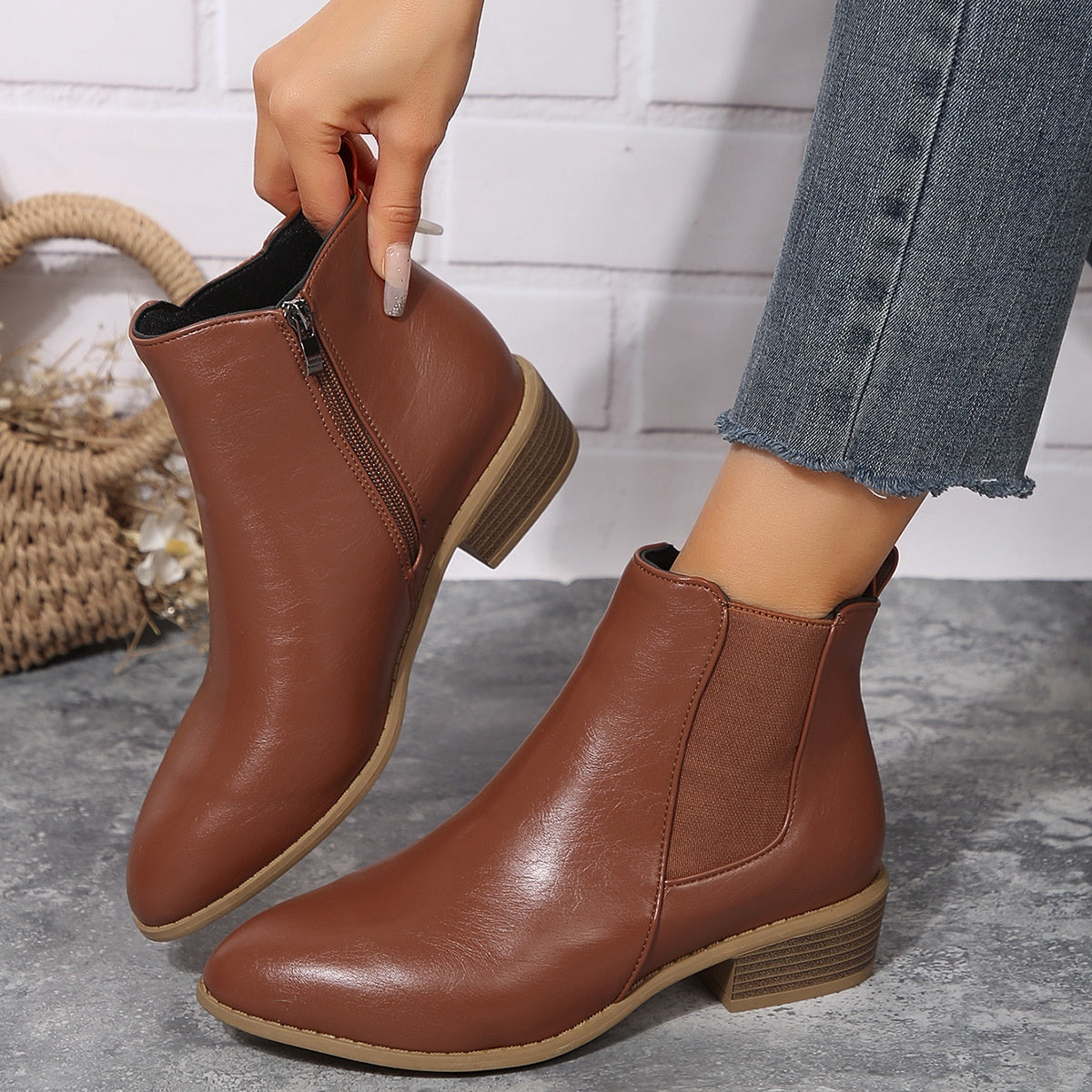 Orthopedic Balance Suede Ankle Boots - Thick Heel Comfort