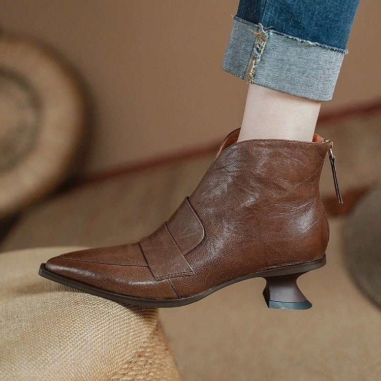 Orthopedic Balance Vintage Ankle Boots - Pointed Toe Comfort