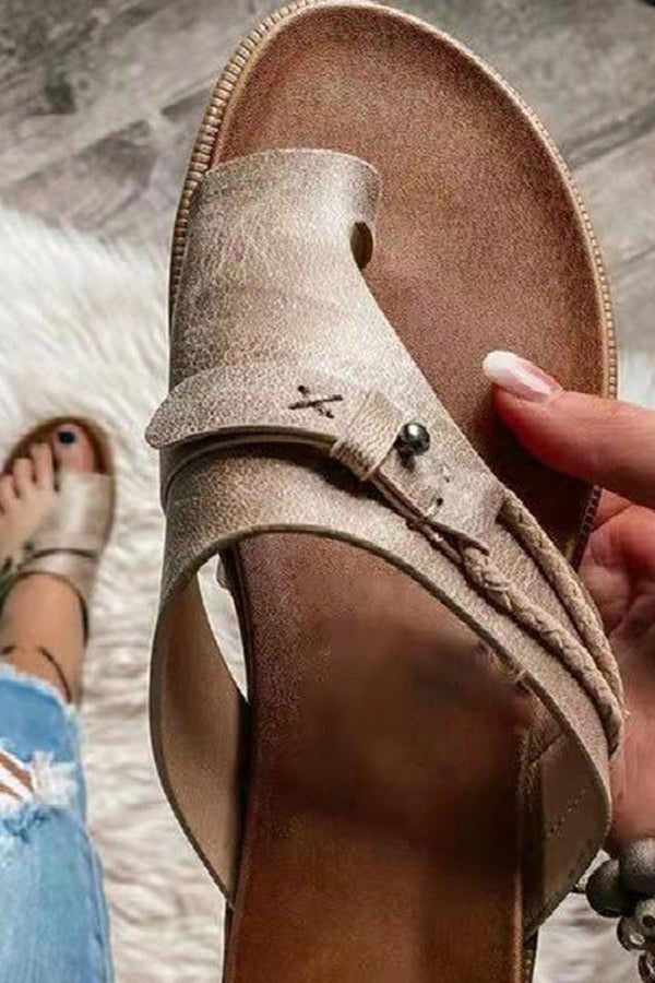 Aria | Orthopedic Leather Slip-On Sandals with Adjustable Strap
