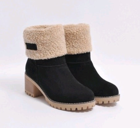 Bea | Mid-Tube Thick Heel Suede Snow Boots - Orthopedic Warm Comfort Style