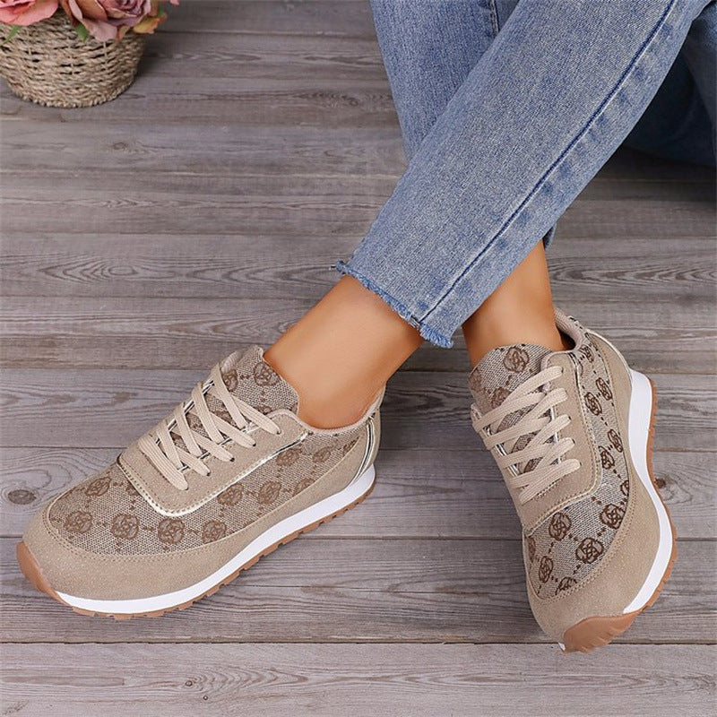 Selena | Flower Print Lace-up Sneakers