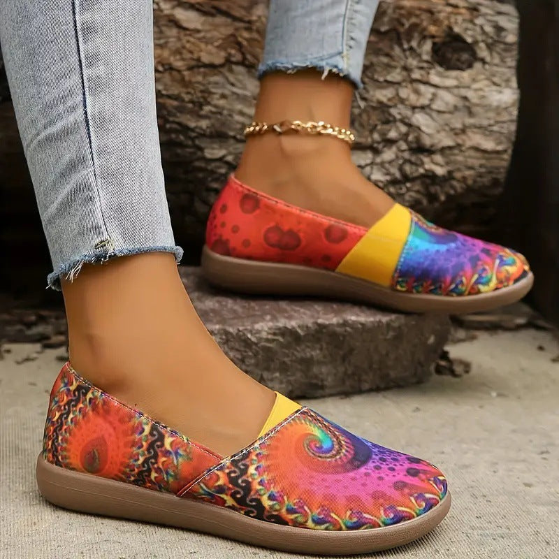 Orthopedic Balance Women’s Printed Slip-On Flats – Lightweight Comfort Casual Shoes