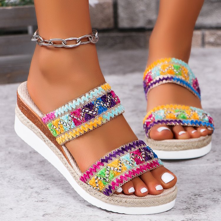 Orthopedic Balance Woven Sandals With A Wavy Pattern - Unique Ethnic Style