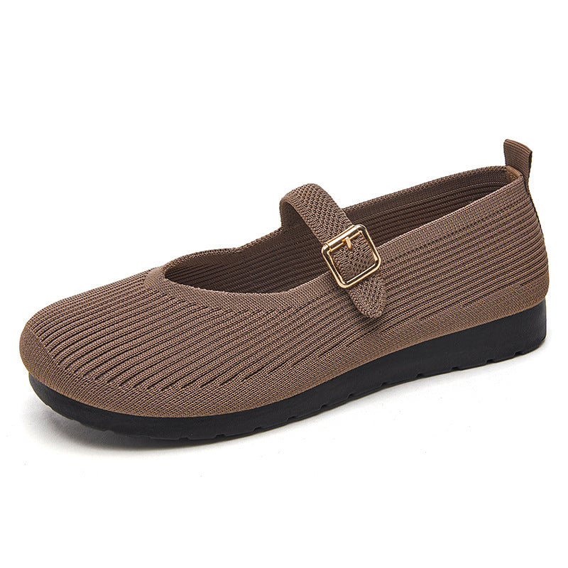 Orthopedic Balance Women’s Knit Mary Jane Flats – Breathable Lightweight Comfort Shoes