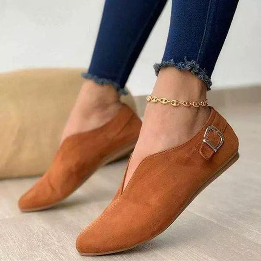 Heidi | Women’s Orthopedic Slip-On Suede Flats with Side Buckle