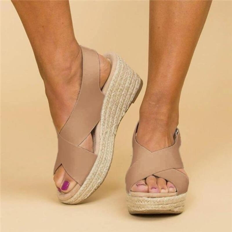 Loisa | Comfort Wedge Sandals with Criss-Cross Straps