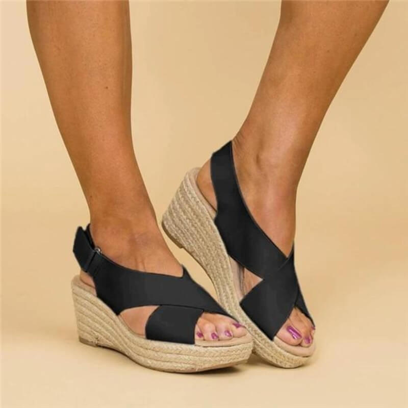 Loisa | Comfort Wedge Sandals with Criss-Cross Straps