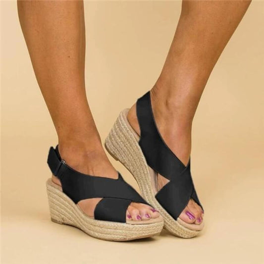 Loisa | Comfort Wedge Sandals with Criss-Cross Straps