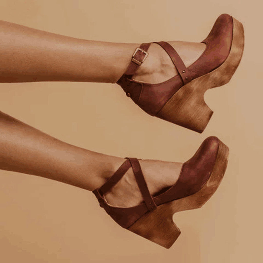 Cora | Orthopedic Block Heel Mary Jane Sandals – Vintage-Inspired