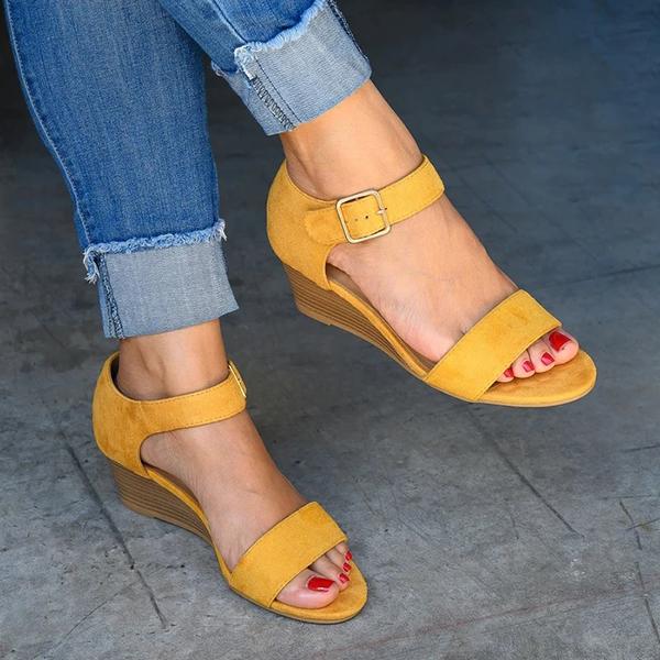 Claire | Buckle Strap Wedge Sandals – Open-Toe Everyday Comfort