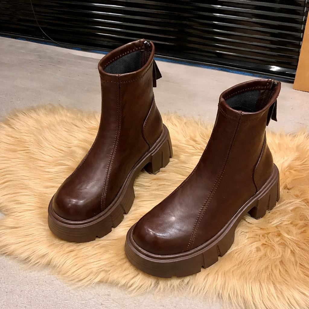 Bianca | Chunky Platform Ankle Boots with Zipper