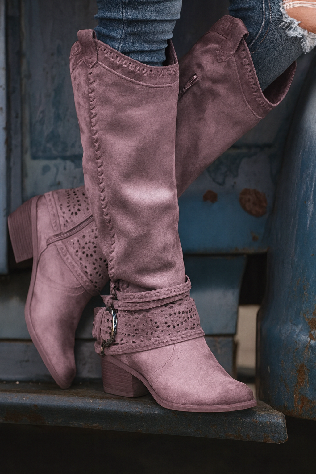 Ava | Western Mid-Calf Boots – Retro Cowboy Style Rhinestone Boots